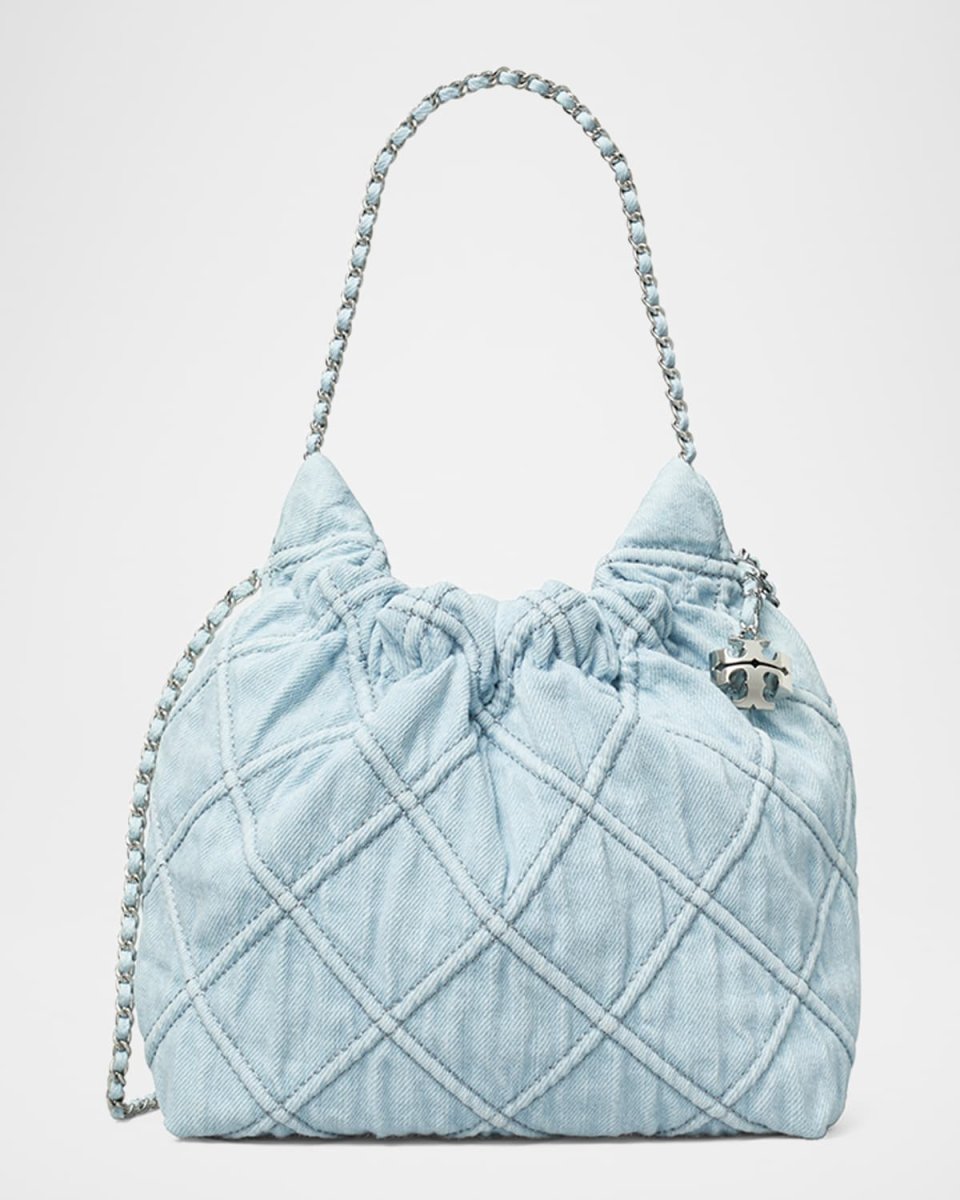 Fleming Mini Quilted Denim Hobo Bag
